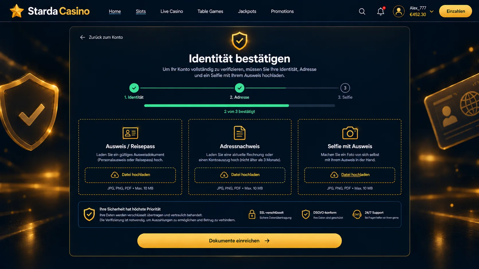 Goldex Casino Registrierung — Anleitung & KYC